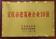 喜讯！安徽全丰荣获安庆市建筑业企业10强称号